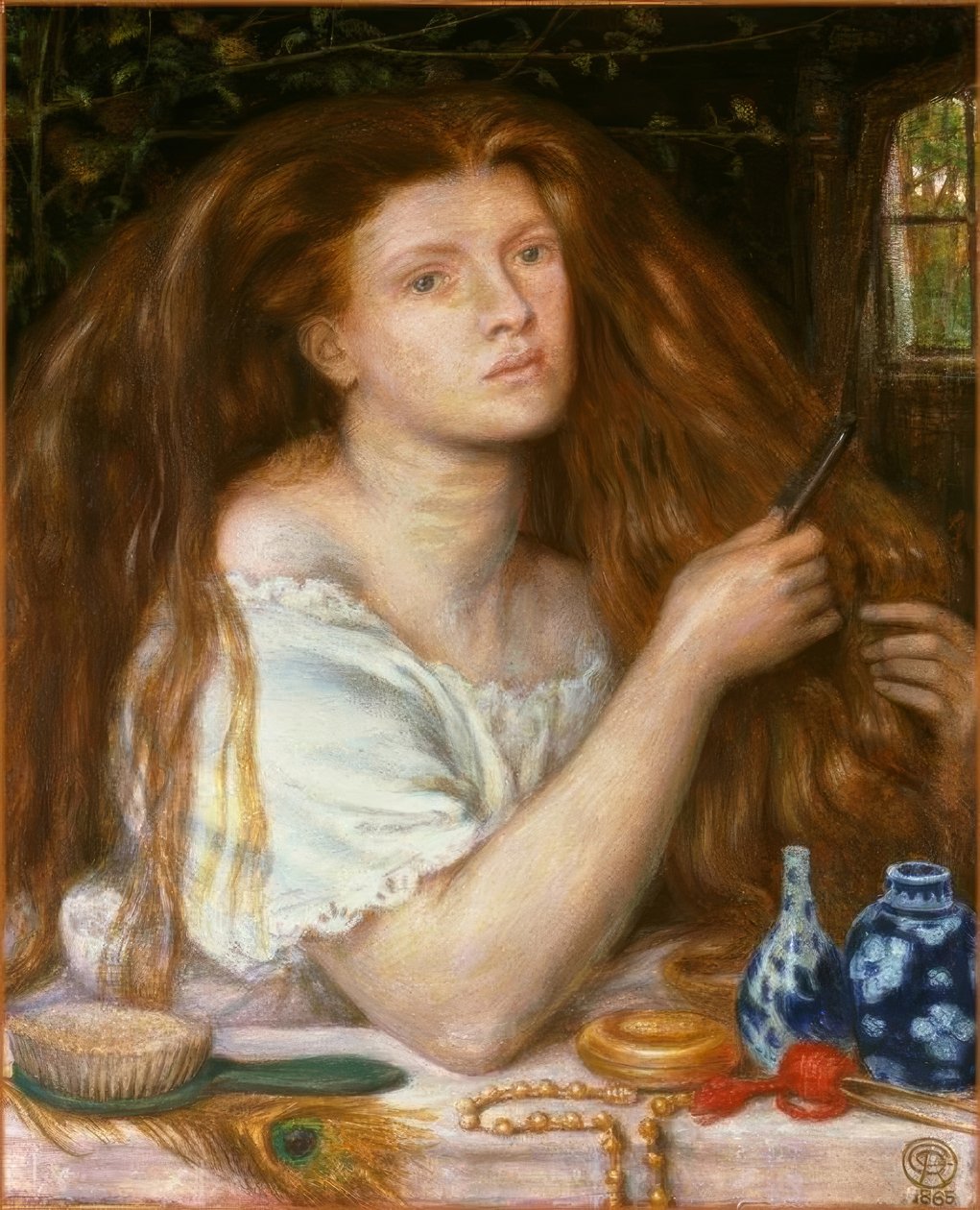 Kobieta czesząca włosy autorstwa Dante Gabriel Charles Rossetti