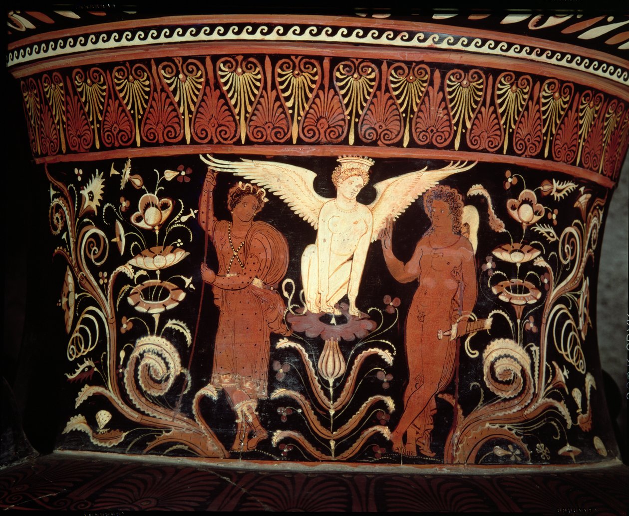 Apulijski krater wolutowy z czerwoną figurą, detal szyi przedstawiający ceramikę Edypa i Sfinksa patrz także 153772 autorstwa Darius Painter