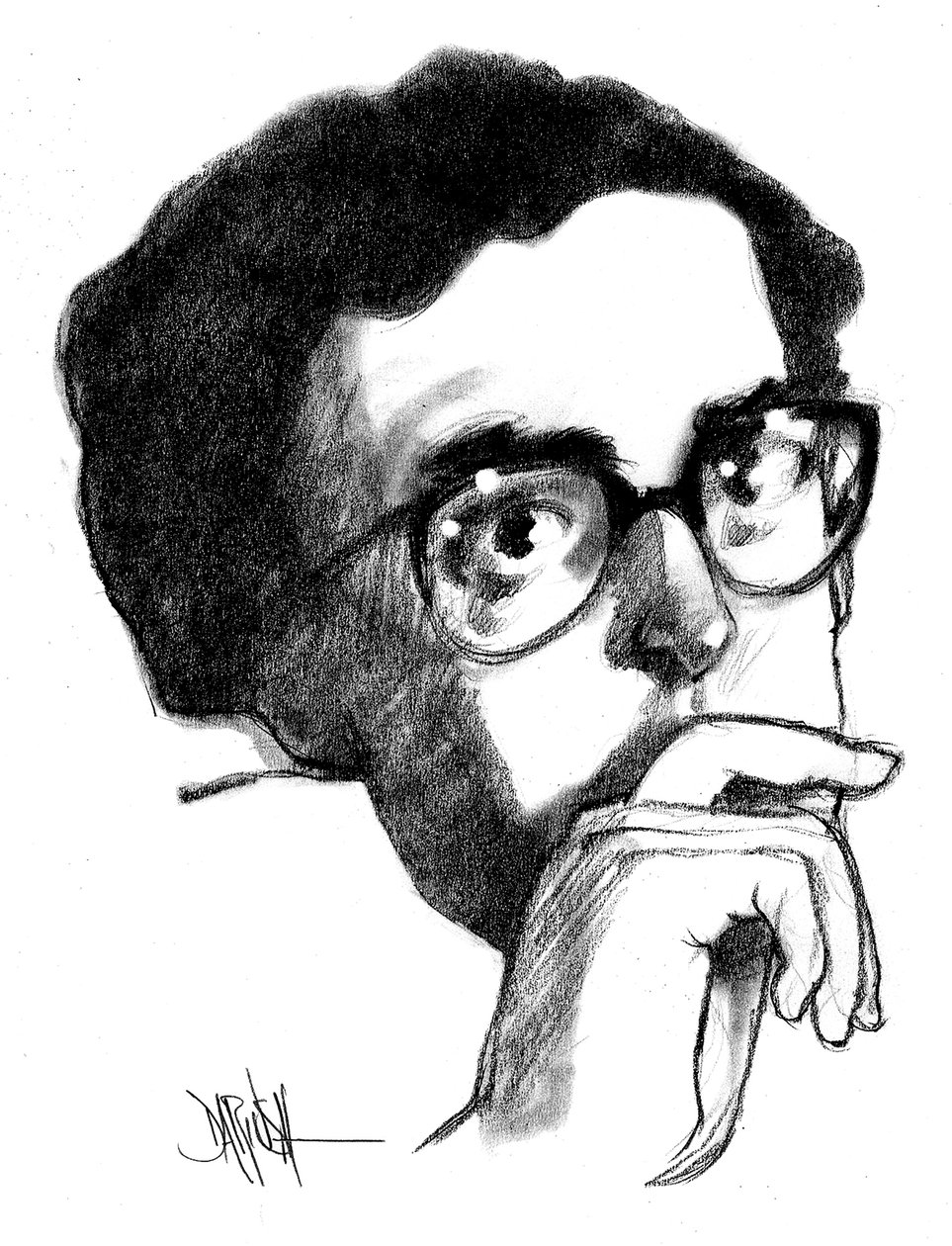 Adriano Romualdi (cyfrowy rysunek ołówkiem) autorstwa Dariush Radpour