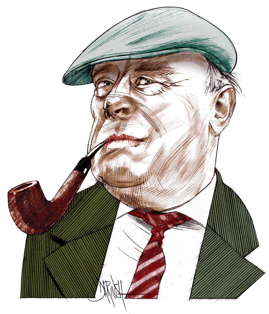 Ernst Von Salamon, 2021 (cyfrowy rysunek ołówkiem) autorstwa Dariush Radpour