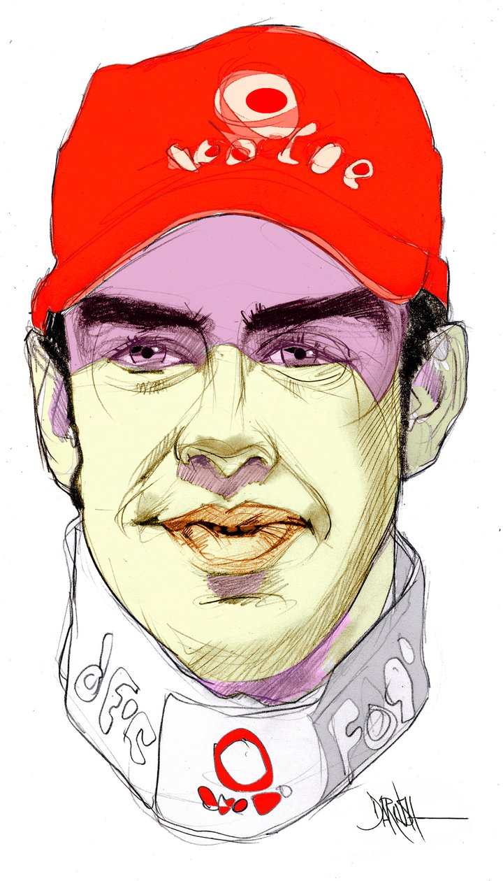 Fernando Alonso Díaz (cyfrowy rysunek ołówkiem) autorstwa Dariush Radpour