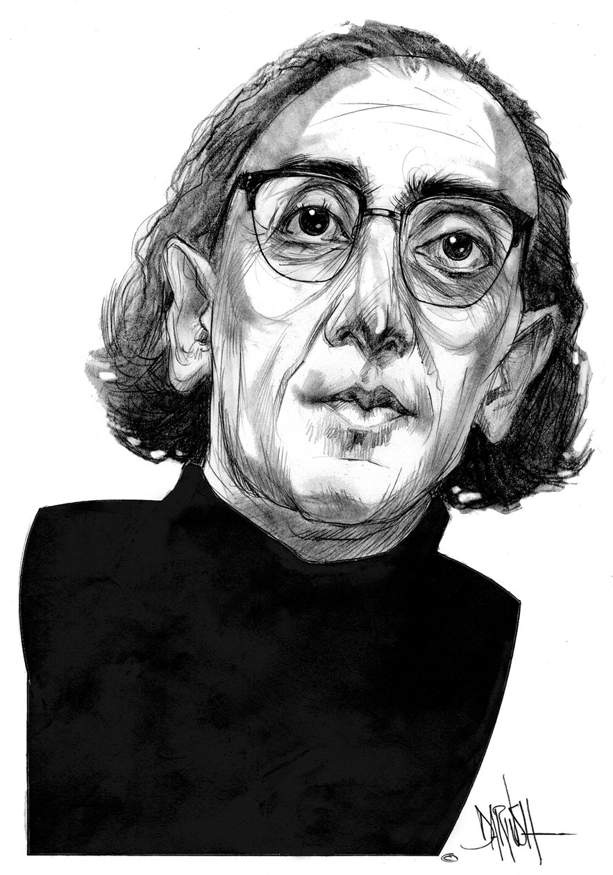 Franco Battiato (rysunek ołówkiem) autorstwa Dariush Radpour