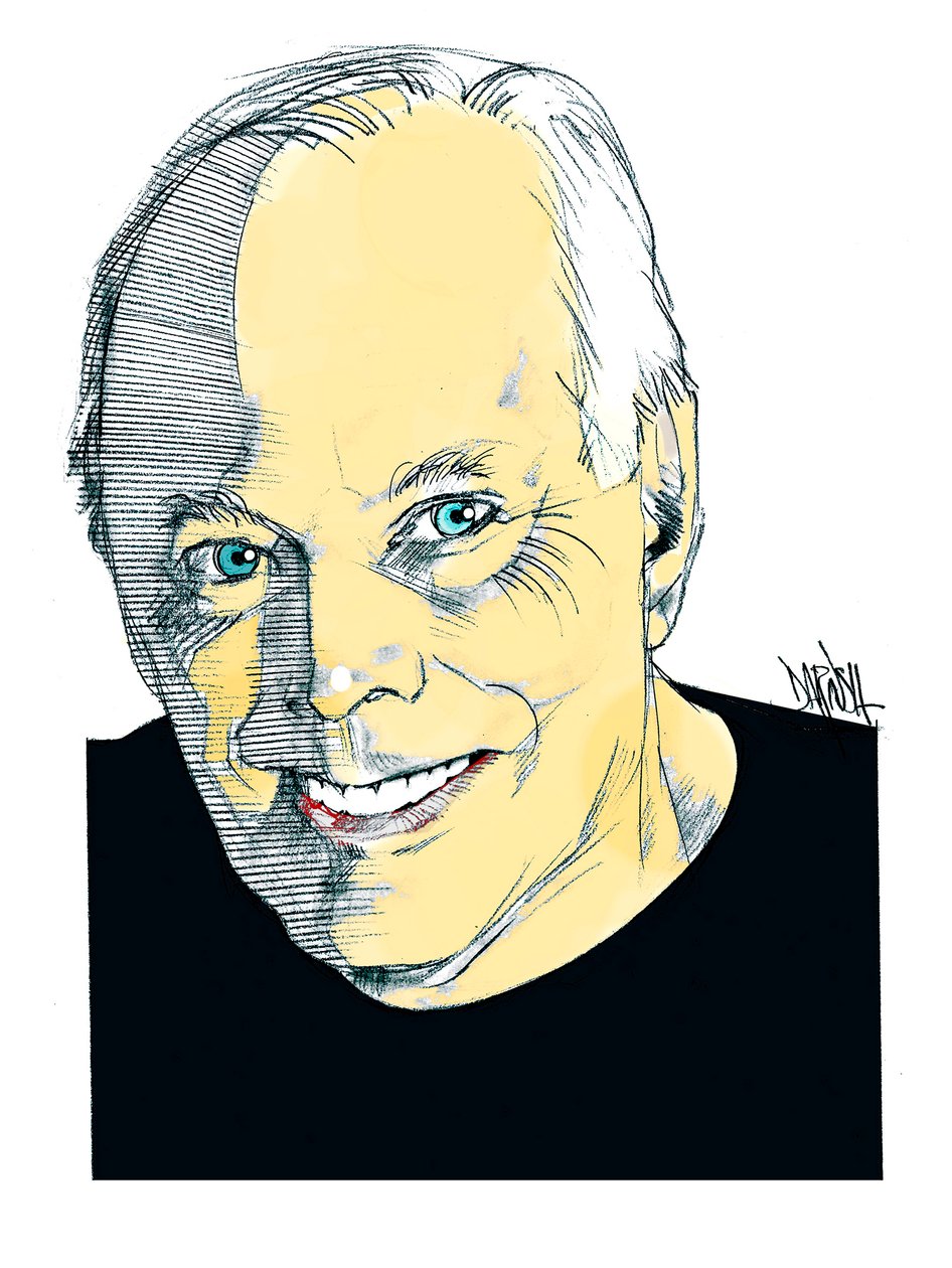 Giorgio Armani, 2023 (cyfrowy rysunek ołówkiem) autorstwa Dariush Radpour