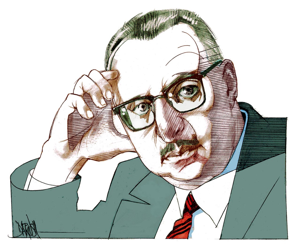 Giorgio Manganelli, 2021 (cyfrowy rysunek ołówkiem) autorstwa Dariush Radpour