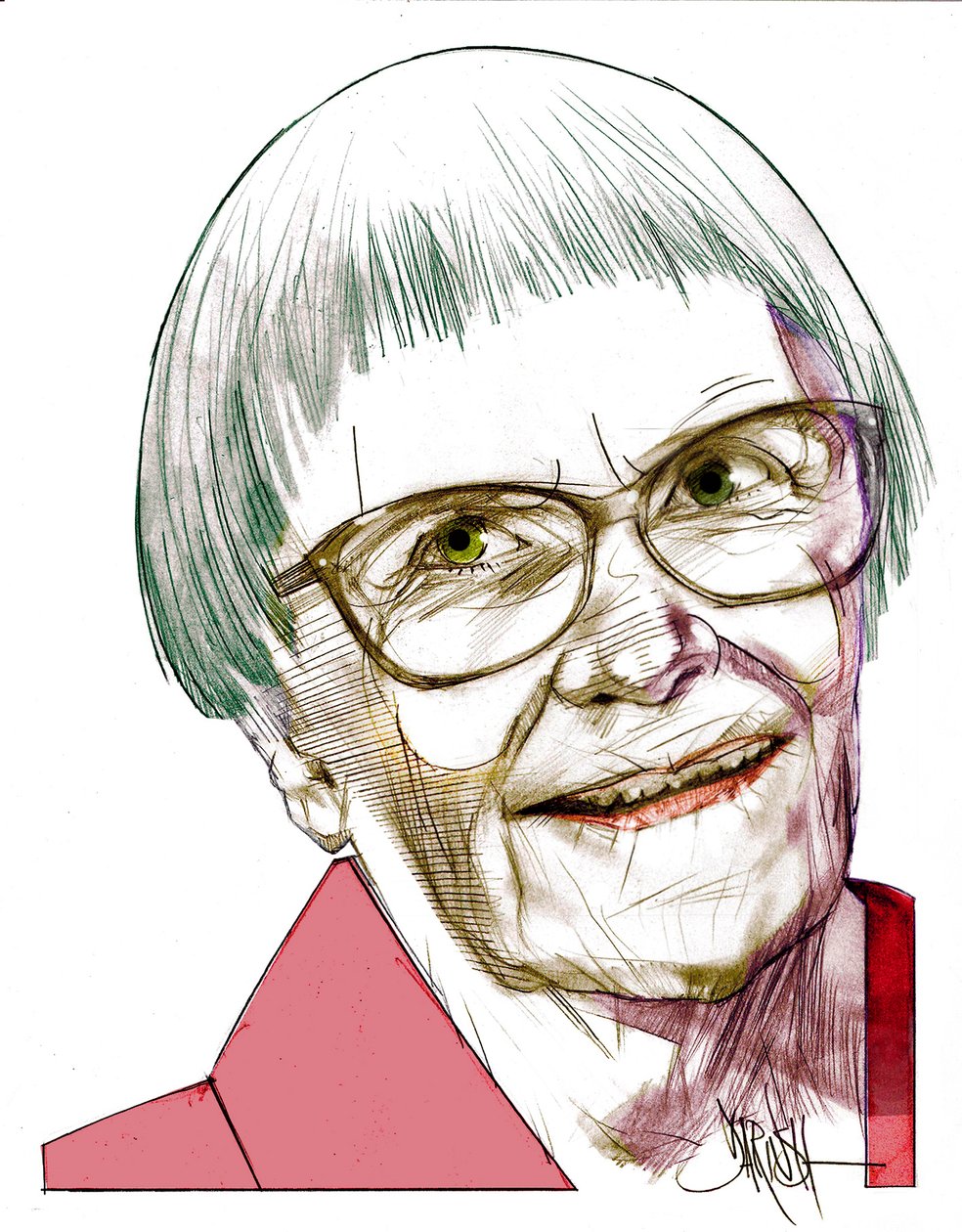 Harper Lee, 2022 (cyfrowy rysunek ołówkiem) autorstwa Dariush Radpour