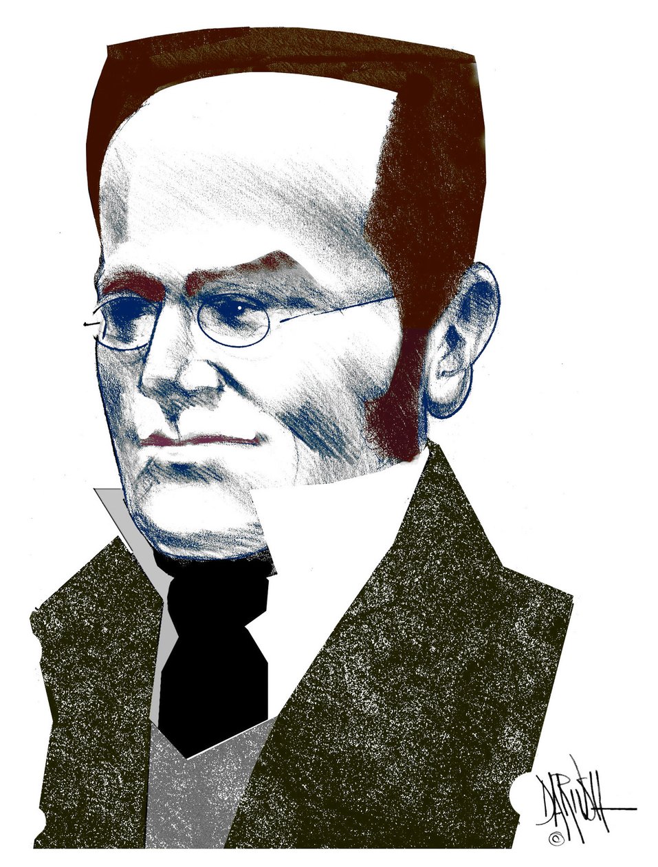Max Stirner, 2016 (cyfrowy rysunek ołówkiem) autorstwa Dariush Radpour