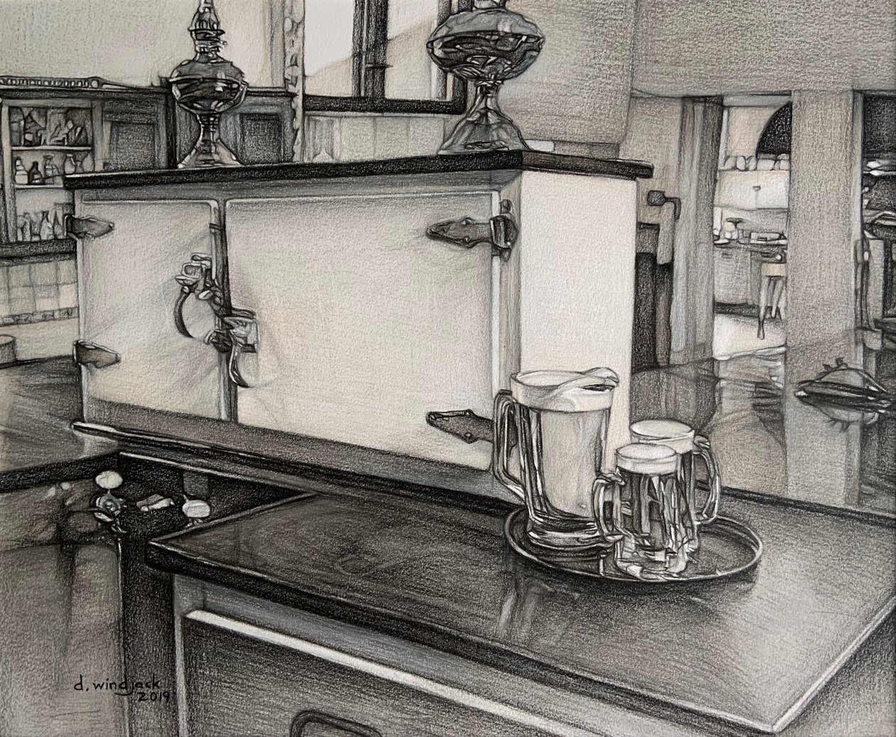 After Hour Drinks, 2019 (ołówek na papierze) autorstwa Darrell Windjack