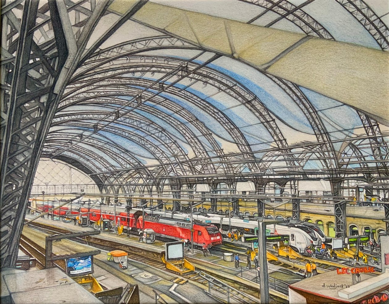 All Aboard!, 2023 (ołówek na papierze) autorstwa Darrell Windjack