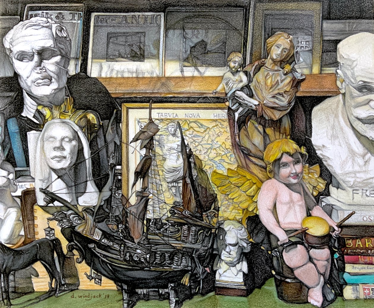 Window Shopping, 2019 (ołówek na papierze) autorstwa Darrell Windjack