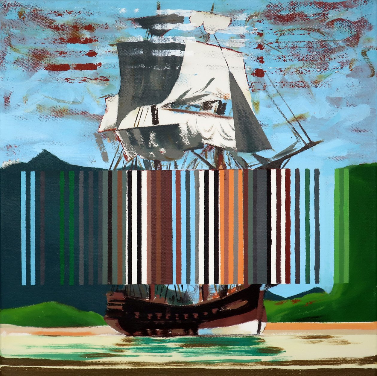 Bark Endeavour, 2019 (akryl na płótnie) autorstwa Darren Coffield