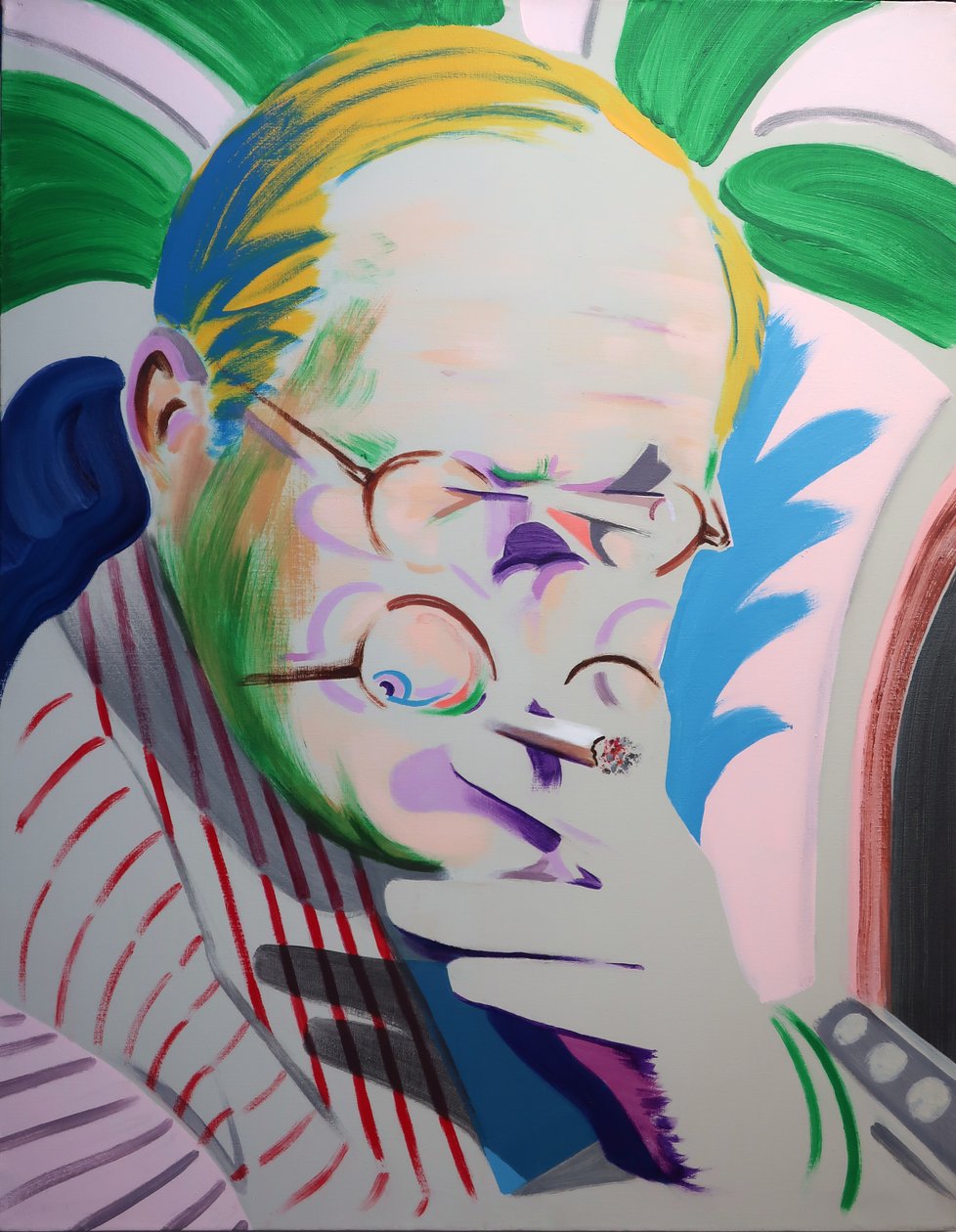 Hockney bierze oddech, 2013 (akryl na płótnie) autorstwa Darren Coffield