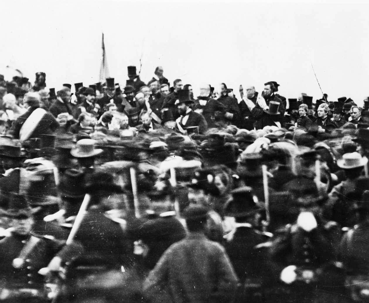 Abraham Lincoln podczas przemówienia w Gettysburgu, 1863, zdjęcie bw, detal 498479 autorstwa David Bachrach