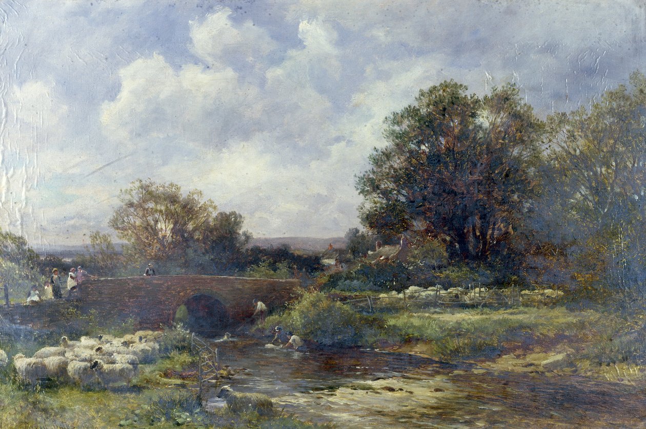 Mycie owiec - West Malvern, 1899 r. autorstwa David Bates