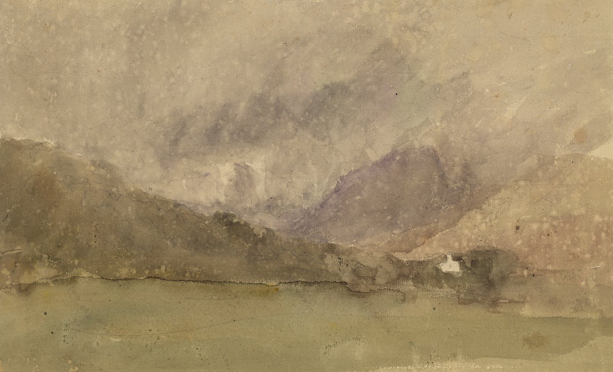 Capel Curig, Caernarvonshire, Walia (wc nad grafitem na papierze) autorstwa David Cox