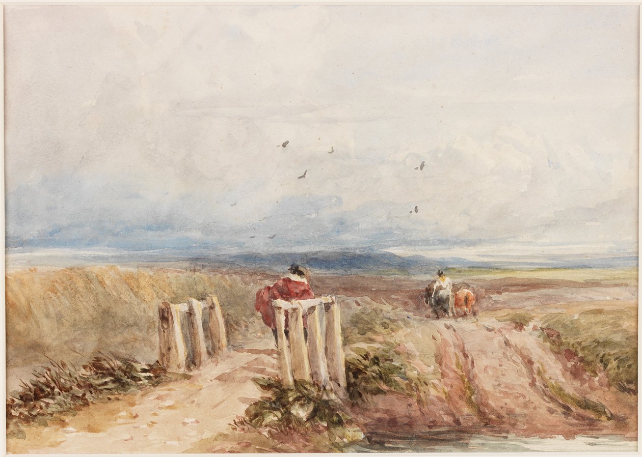 Moorland with Figures (ołówek i akwarela na papierze (wklejone na tablicę)) autorstwa David Cox