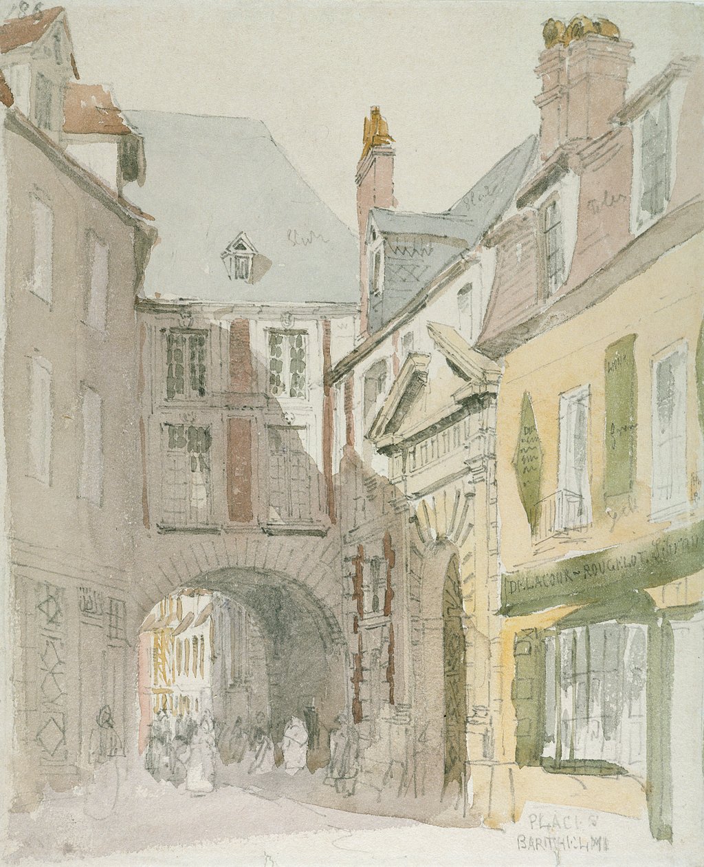 Place Barthelme, Paryż, ok. 1829 (wc i szare przemycie ołówkiem na papierze) autorstwa David Cox