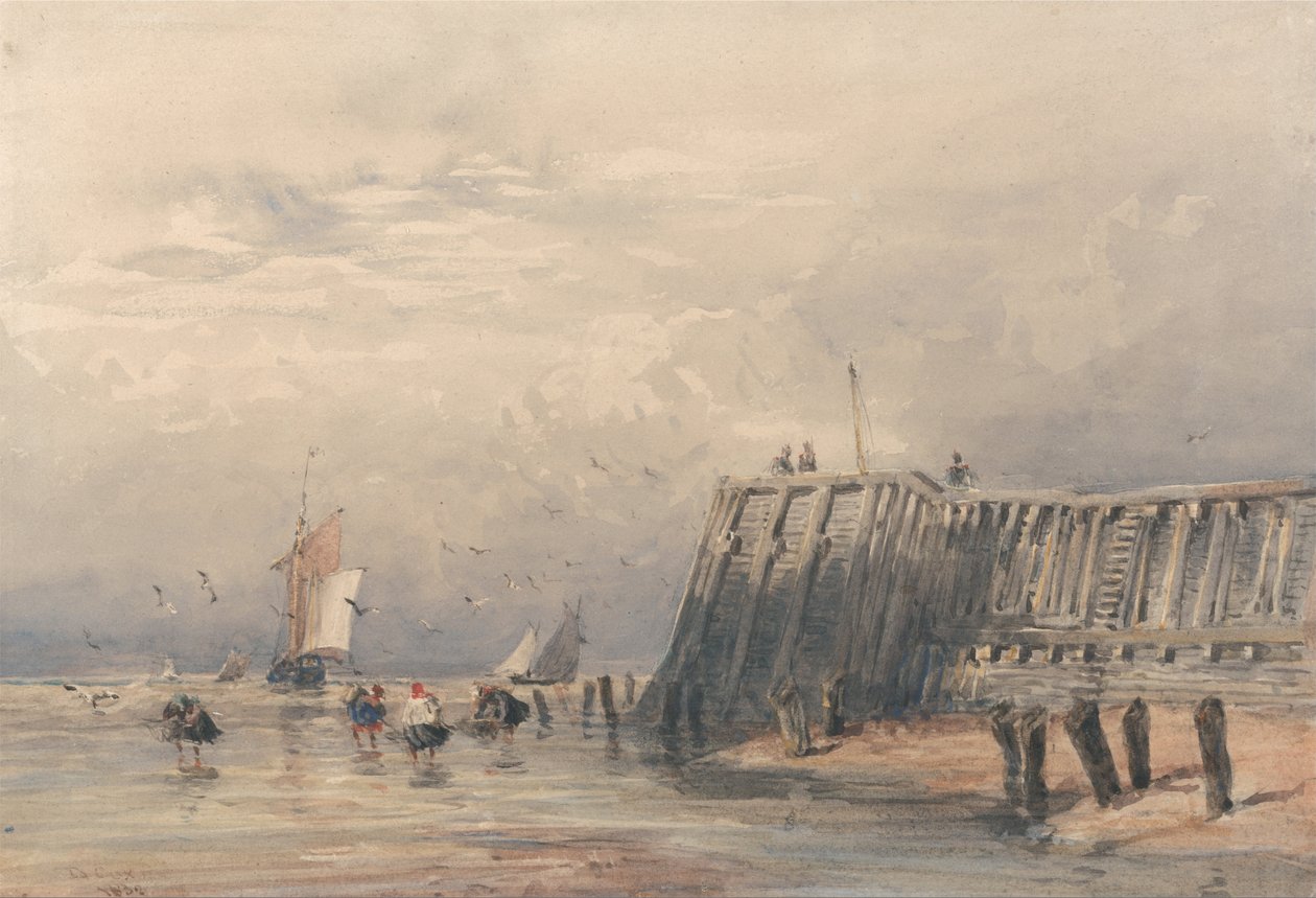 Żeglowanie na barkach i krewetkach z molo autorstwa David Cox