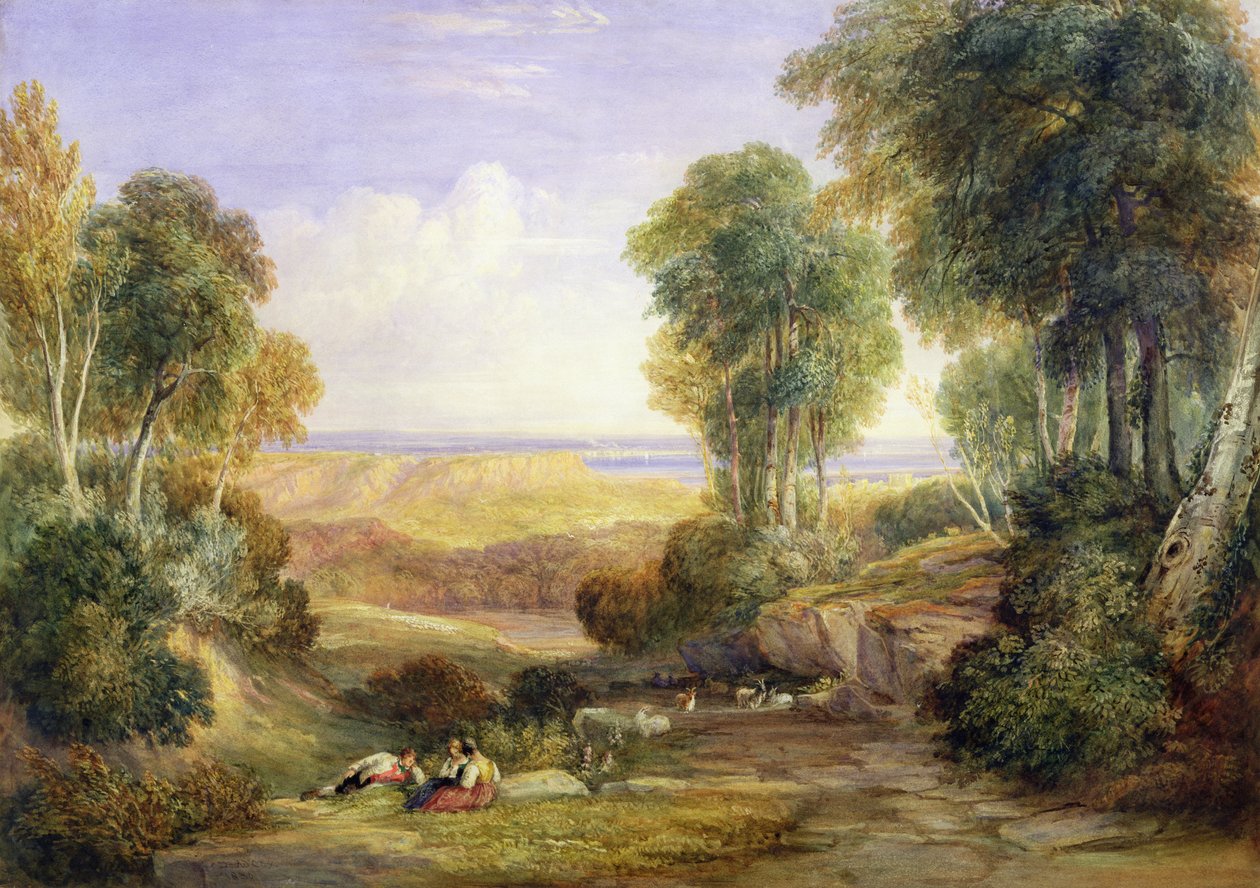 Skrzyżowanie Severn i Wye z Chepstow w oddali, 1830 autorstwa David Cox