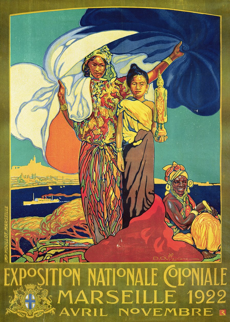 Plakat reklamujący "Exposition Nationale Coloniale", Marsylia, kwiecień - listopad 1922 r. autorstwa David Dellepiane