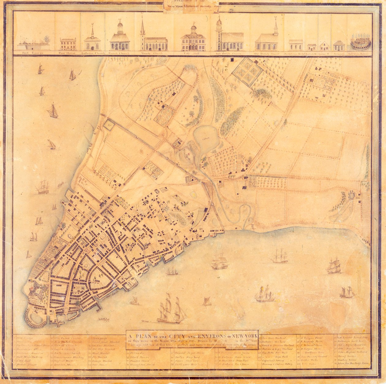 Mapa Manhattanu, ok. 1740 autorstwa David Grim