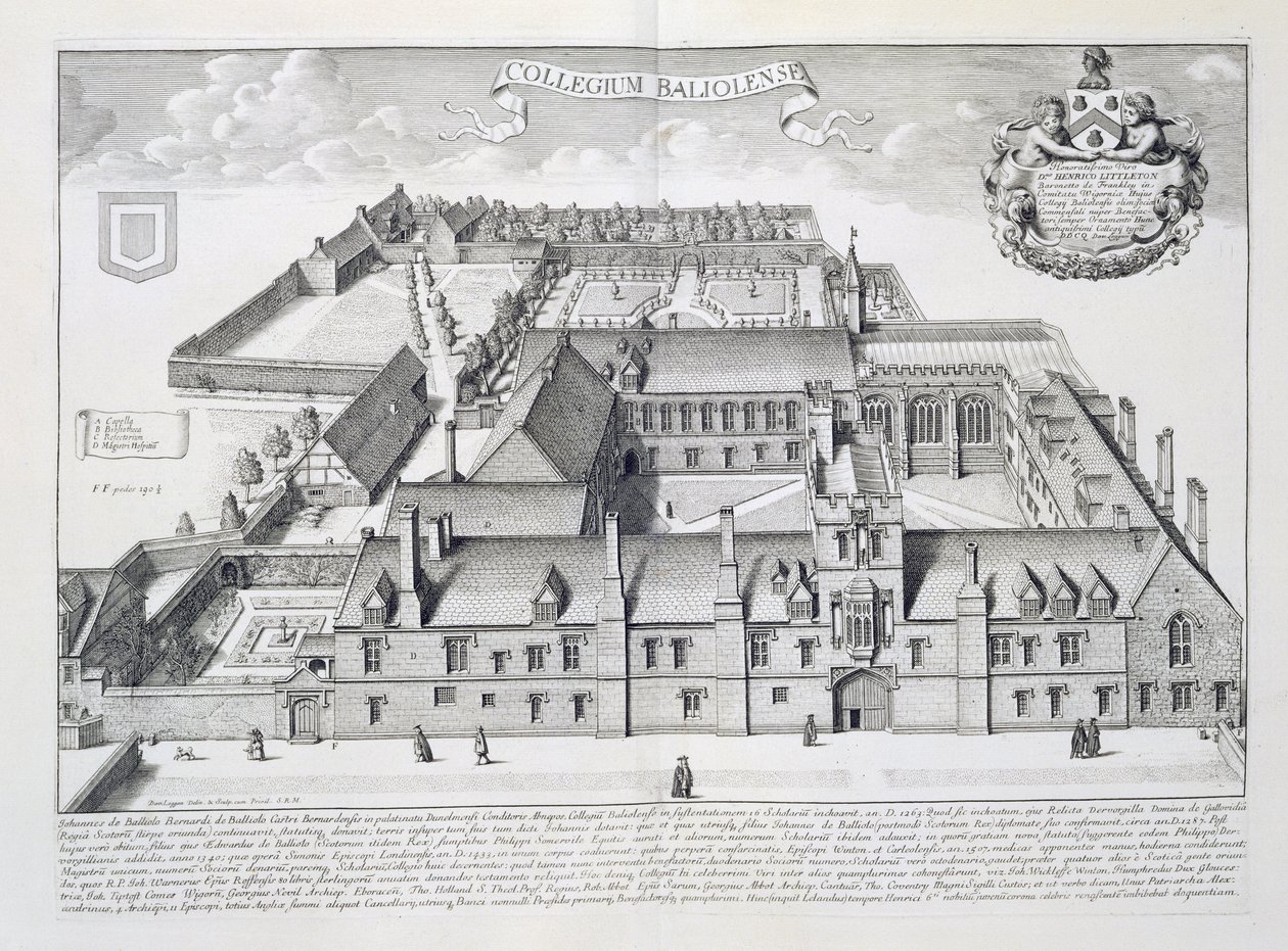Balliol College, Oxford, z „Oxonia Illustrata”, opublikowana w 1675 r. autorstwa David Loggan