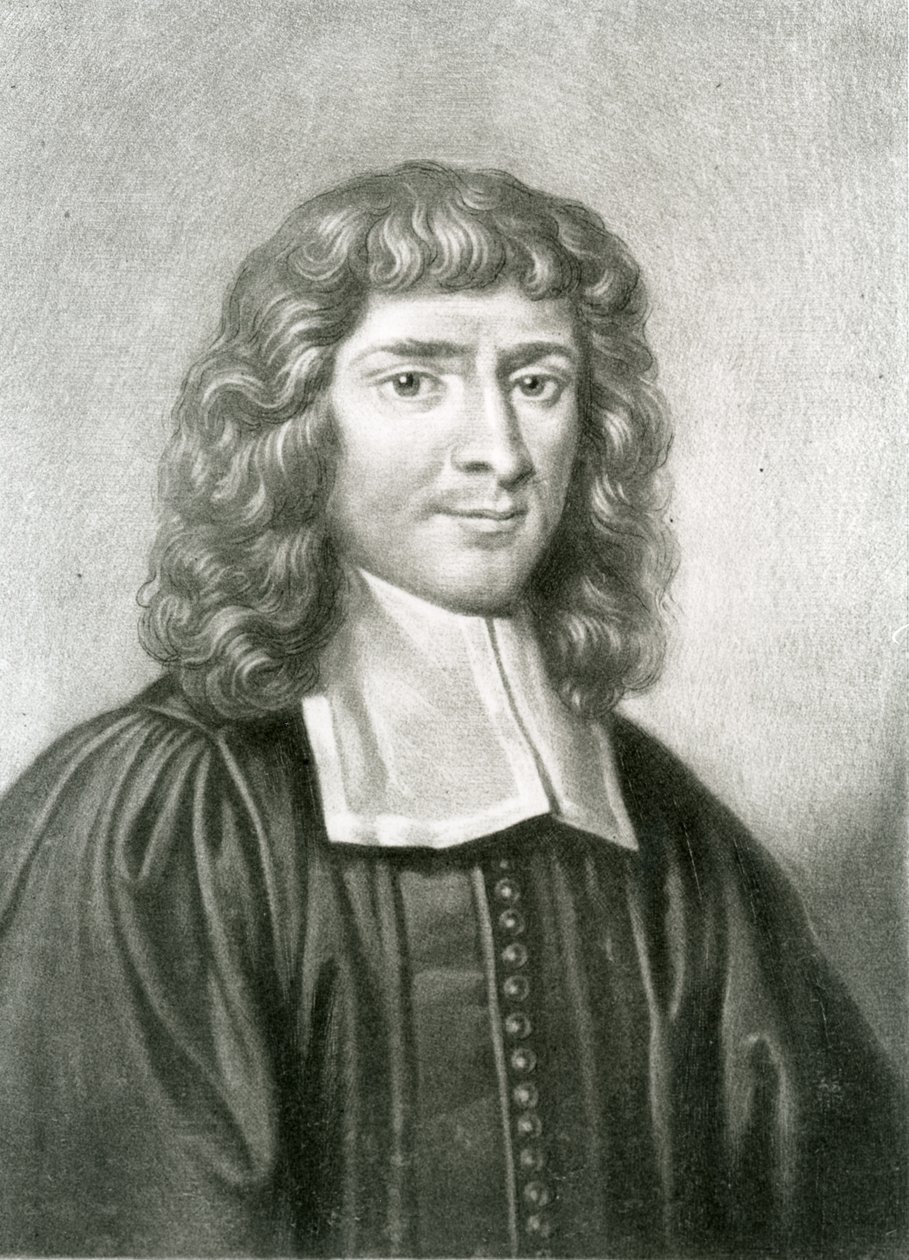 Portret dr Isaaca Barrowa (1630-77) grawerowany przez Richarda Earloma (1743-1822) z „Prześwietnych postaci w historii Wielkiej Brytanii” (mezzotinta) autorstwa David Loggan