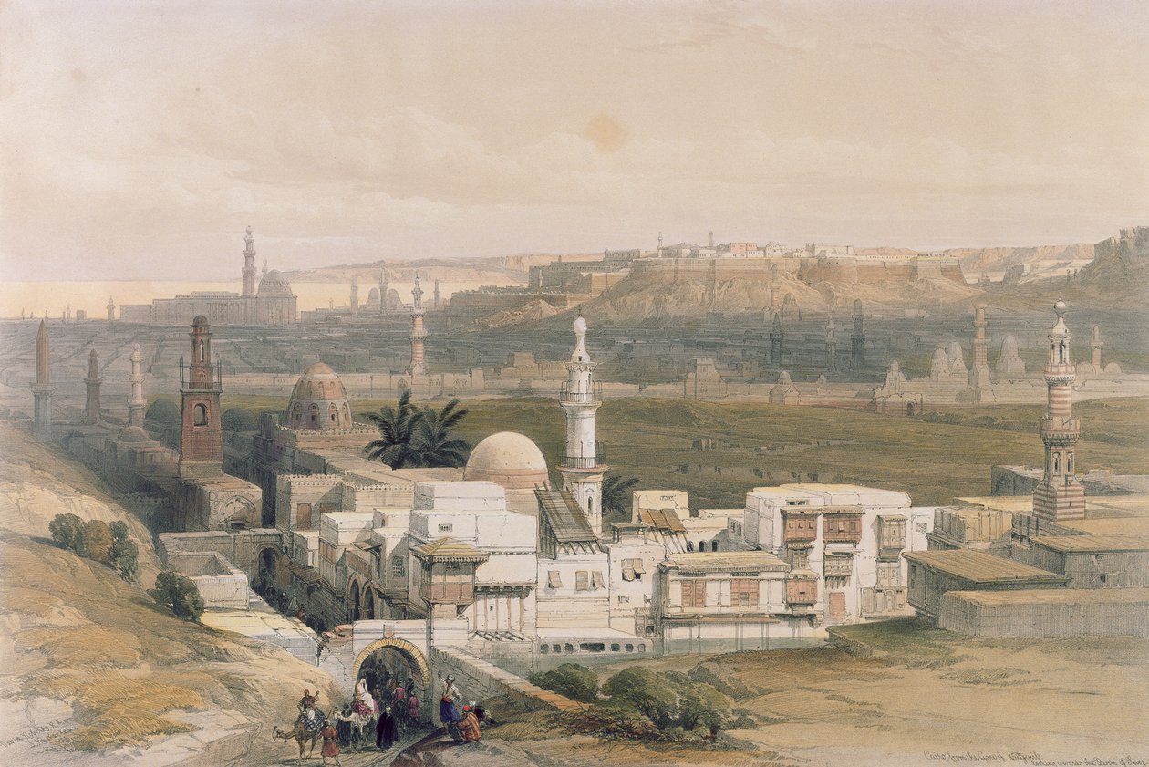 Kairas nuo Citizenibo vartų, žvelgiant į Sueco dykumą, iš Egipto ir Nubijos, Vol.3 poli autorstwa David Roberts