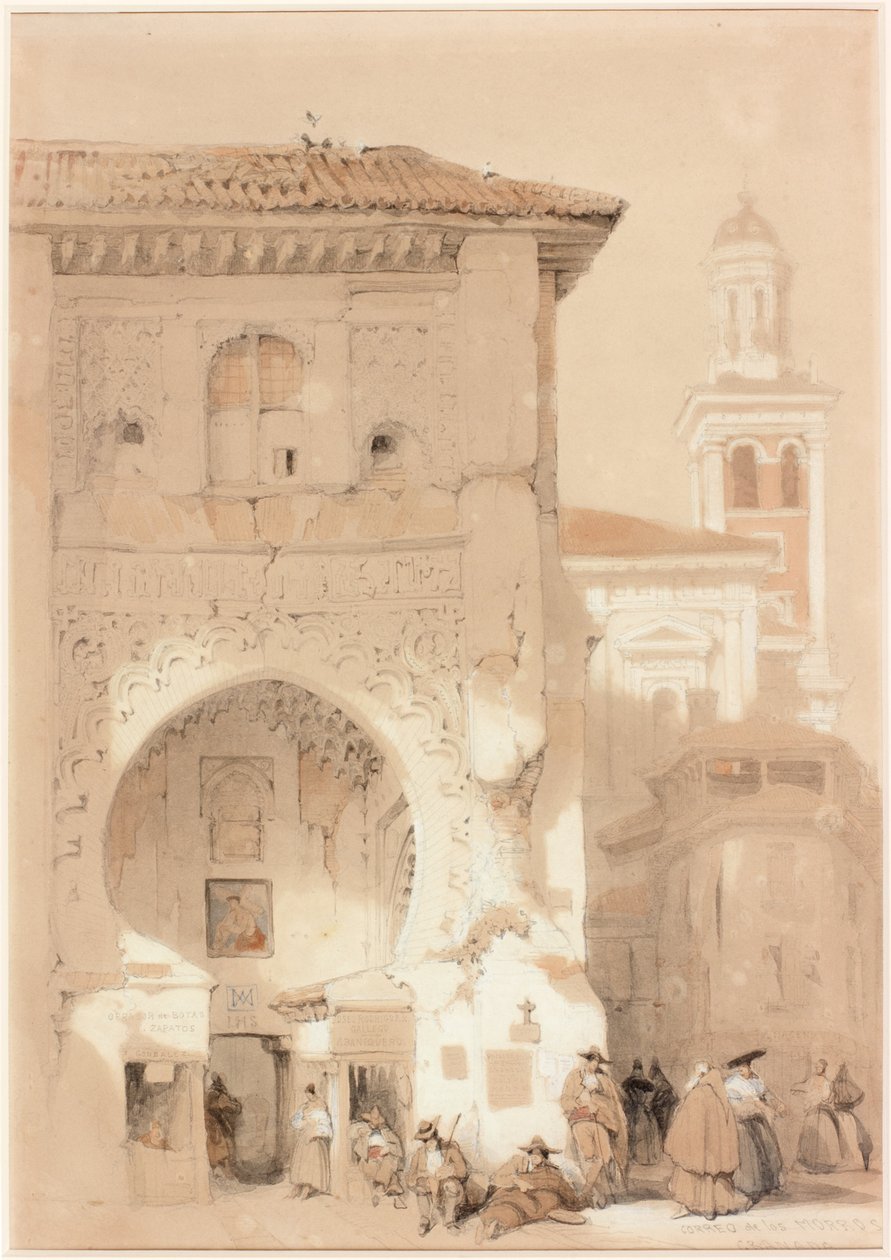 Correo de los Morros, Granada (ołówek i wc na papierze tkanym) autorstwa David Roberts