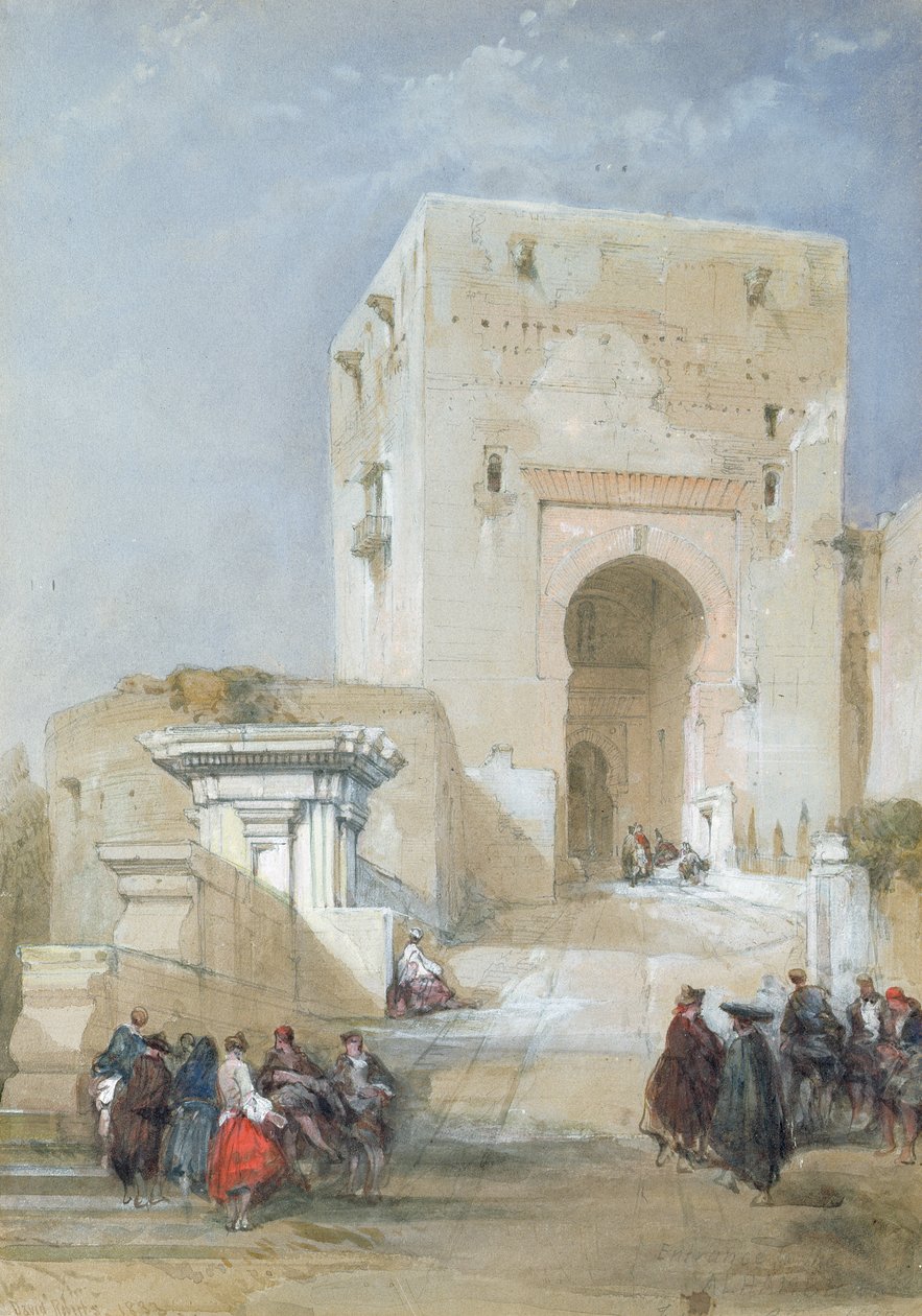 Brama Sprawiedliwości, Wejście do Alhambry, 1833 (ołówek, gwasz i wc) autorstwa David Roberts