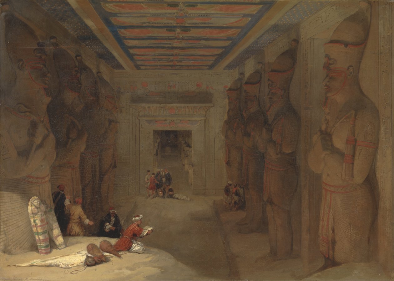 Hypostyle Hall Wielkiej Świątyni w Abu Simbel, Egipt autorstwa David Roberts