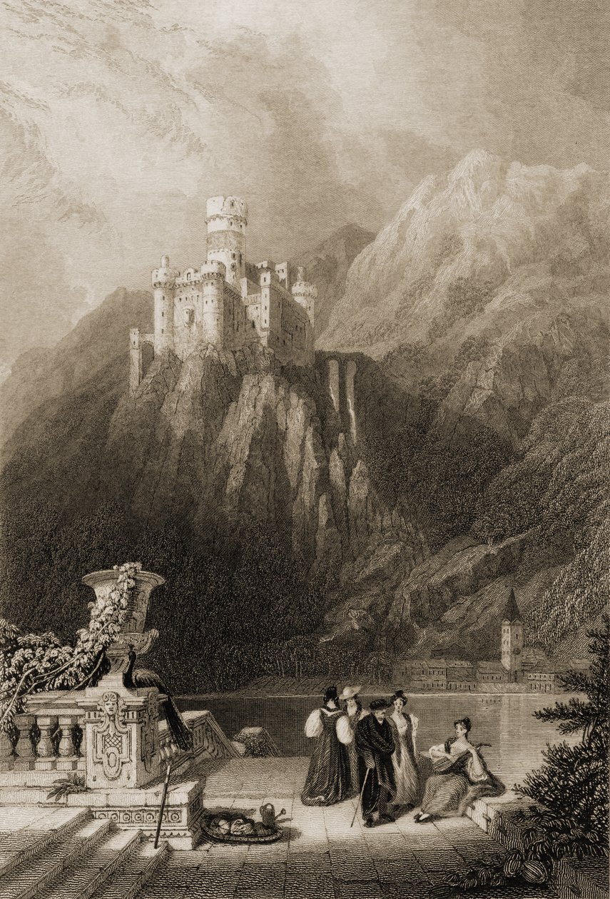 Zamek Thurnburg, rytowany przez J.T. Willmore, ilustracja z „Pielgrzymów Renu” z 1840 r. autorstwa David Roberts