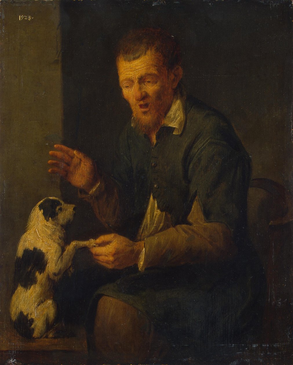 Chłop z psem autorstwa David Ryckaert
