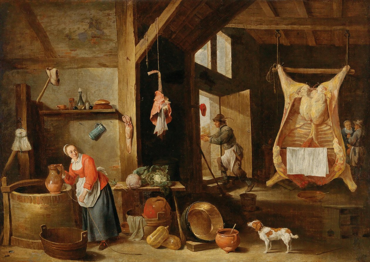 Wnętrze sklepu mięsnego autorstwa David Teniers the Younger