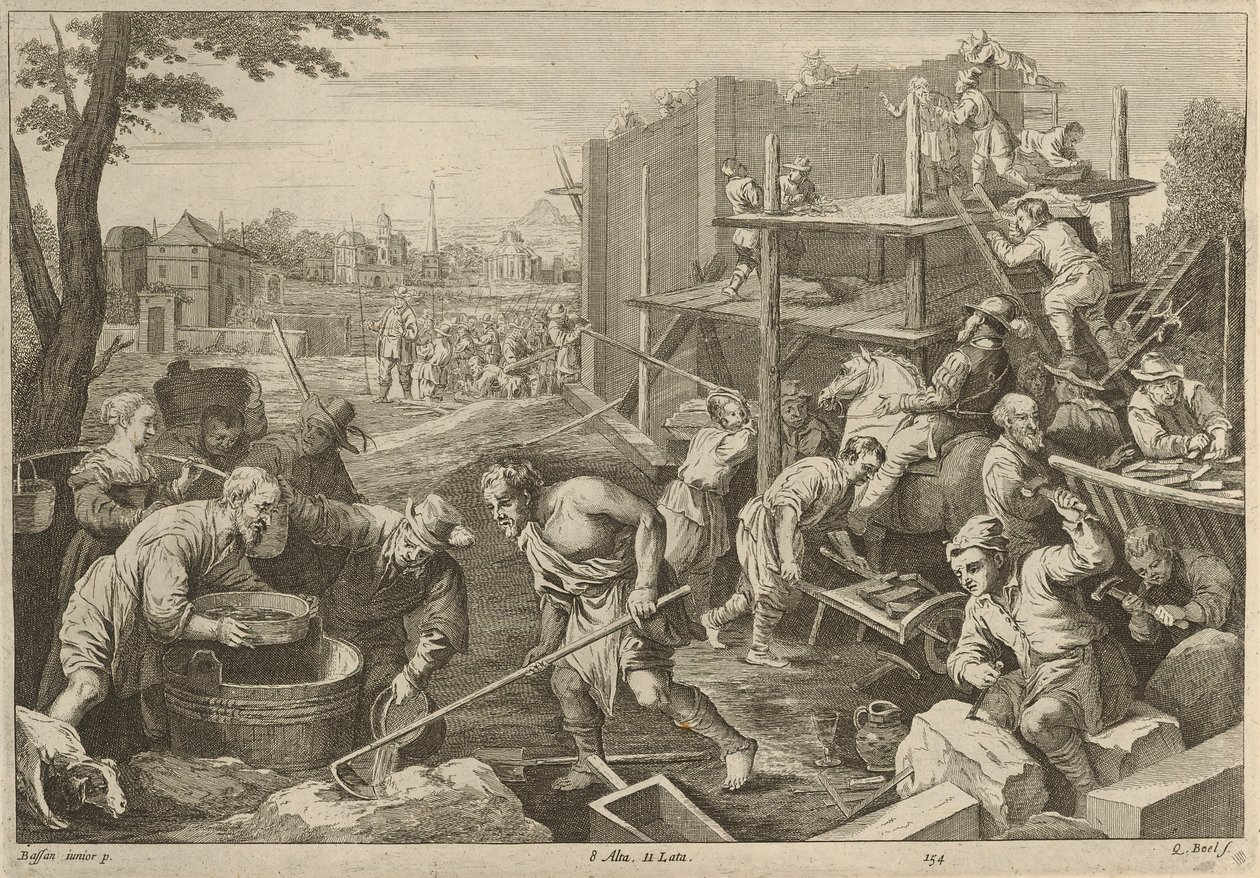Budowa wieży autorstwa David Teniers the Younger