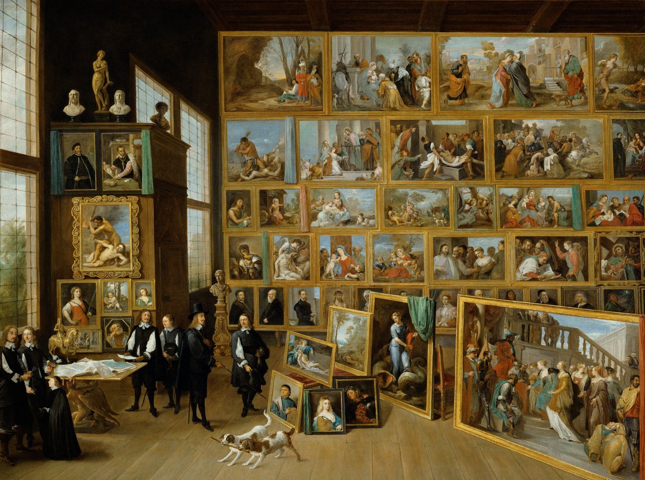 Arcyksiążę Leopold William w swojej galerii brukselskiej (Kunsthistorisches Museum w Wiedniu, 1650-52. Olej na płótnie, 123 x 163 cm) .jpg autorstwa David Teniers the Younger