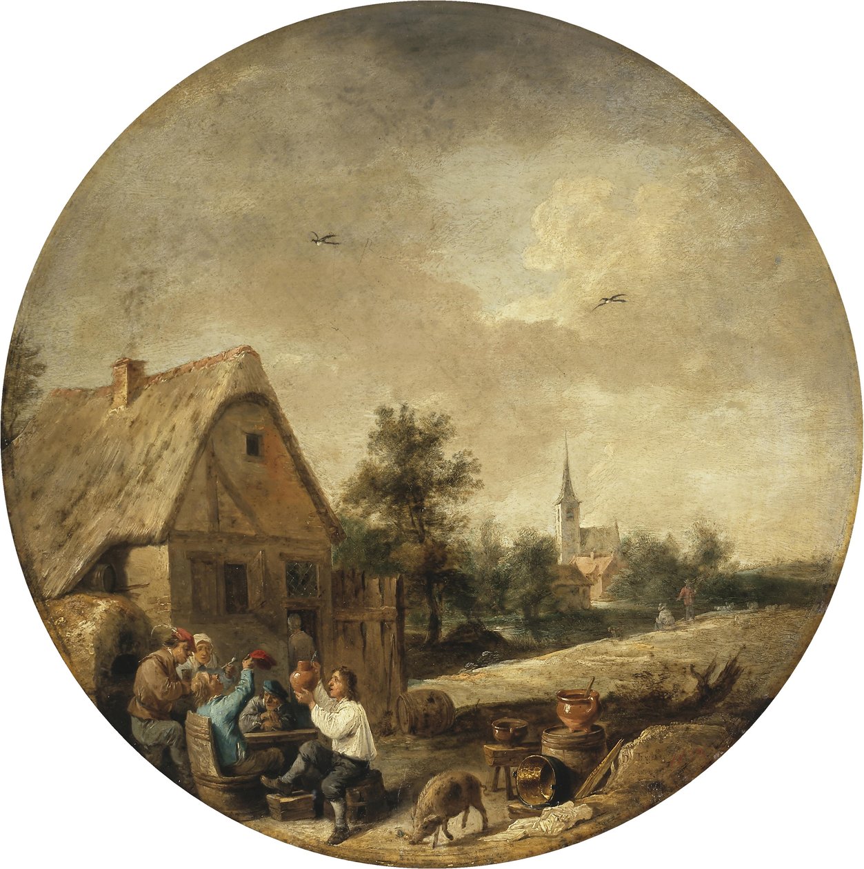 Krajobraz z wiejską karczmą autorstwa David Teniers the Younger
