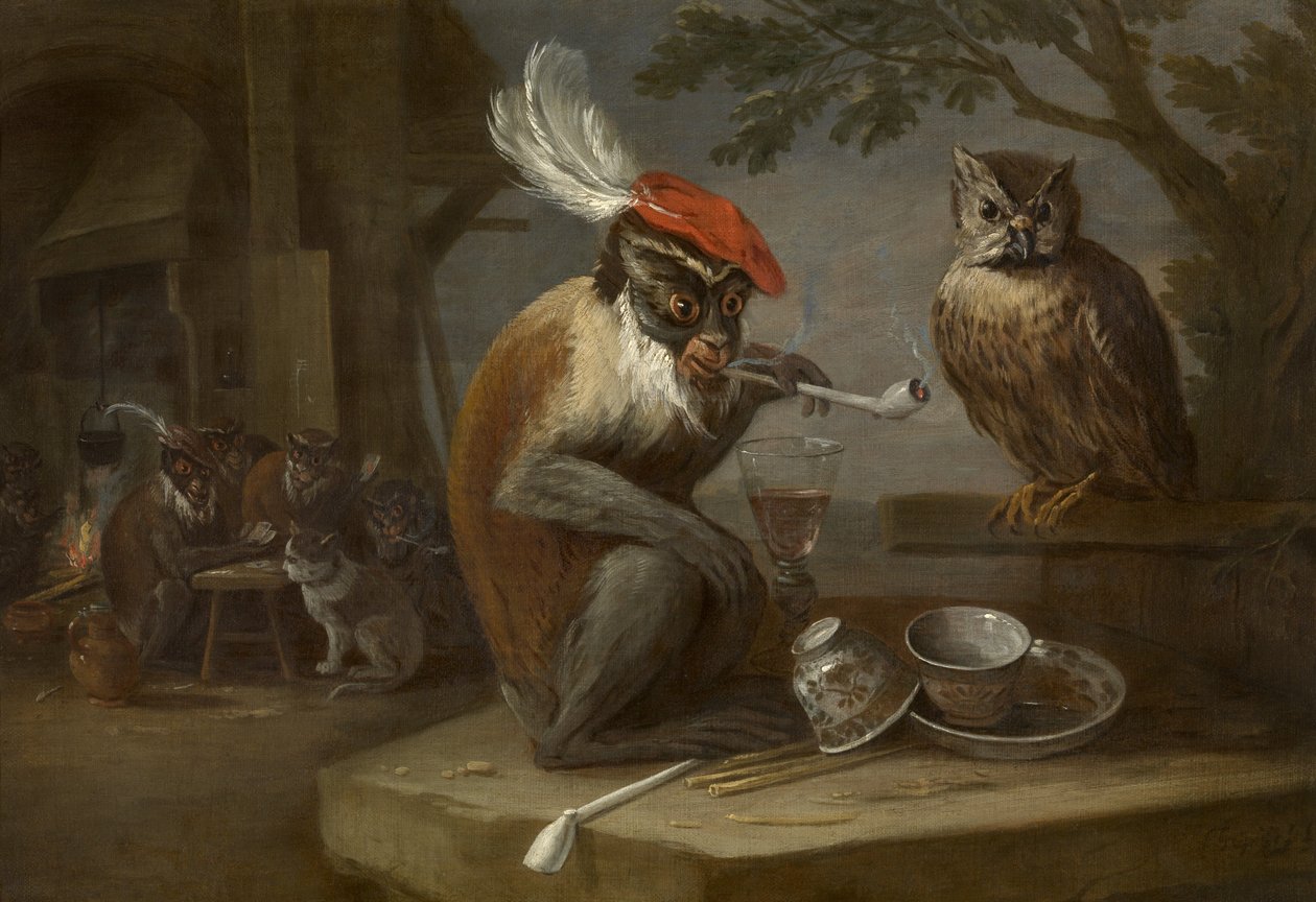 Małpa sztuczka autorstwa David Teniers the Younger