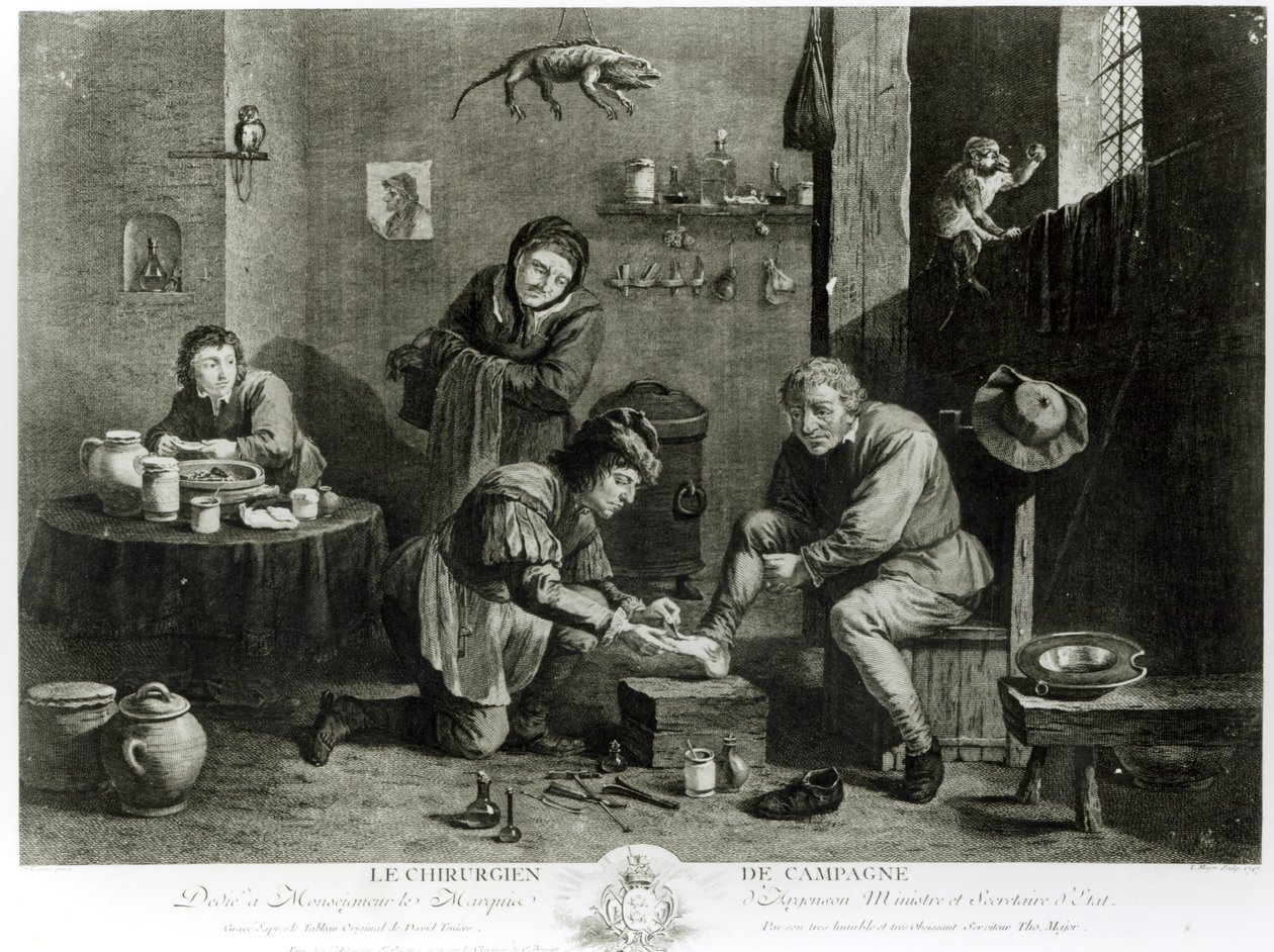The Country Surgeon, rytowany przez Thomasa Majora (1714-99) 1747 autorstwa David Teniers the Younger