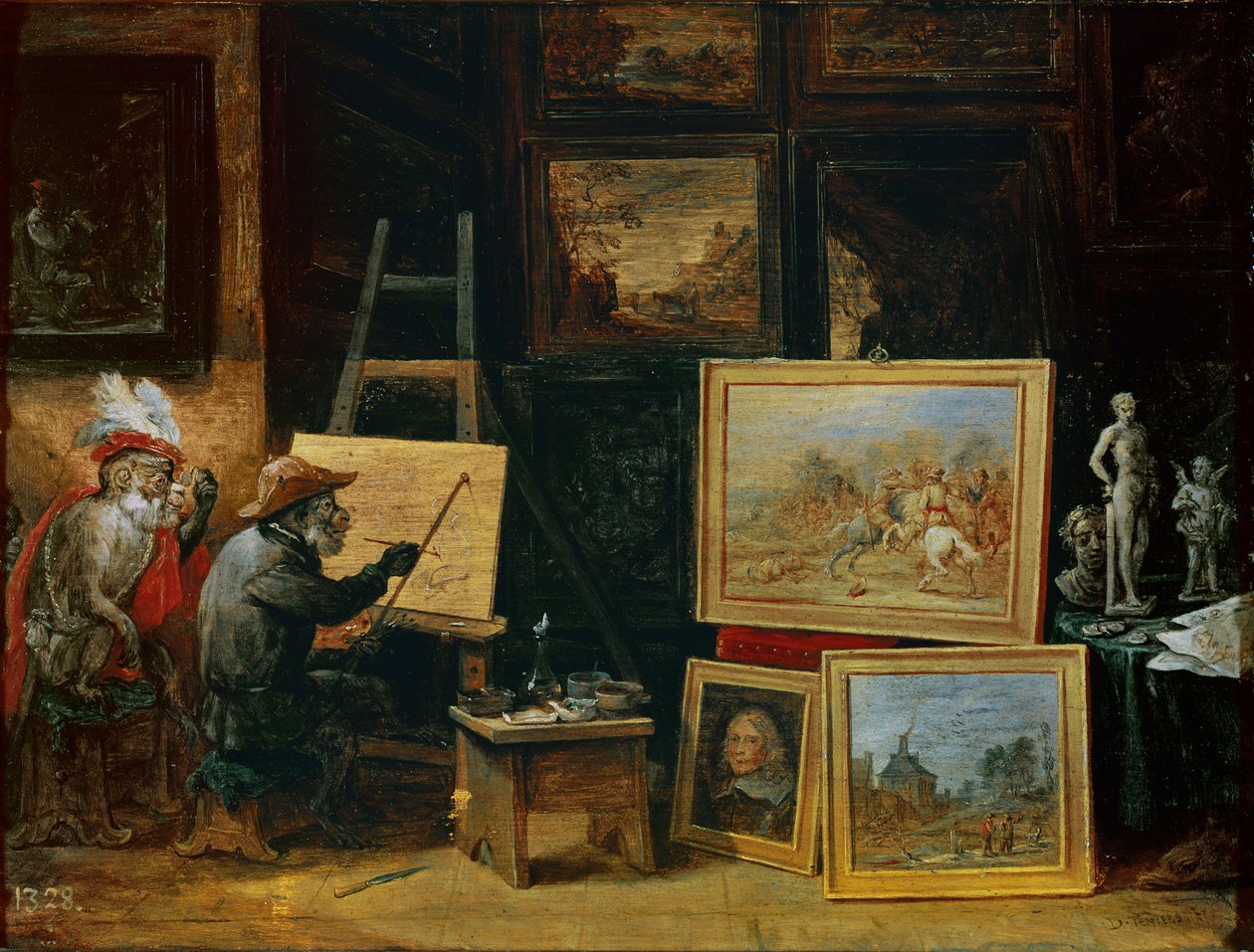 Malarz małp, 1805 (olej na miedzi) autorstwa David Teniers the Younger