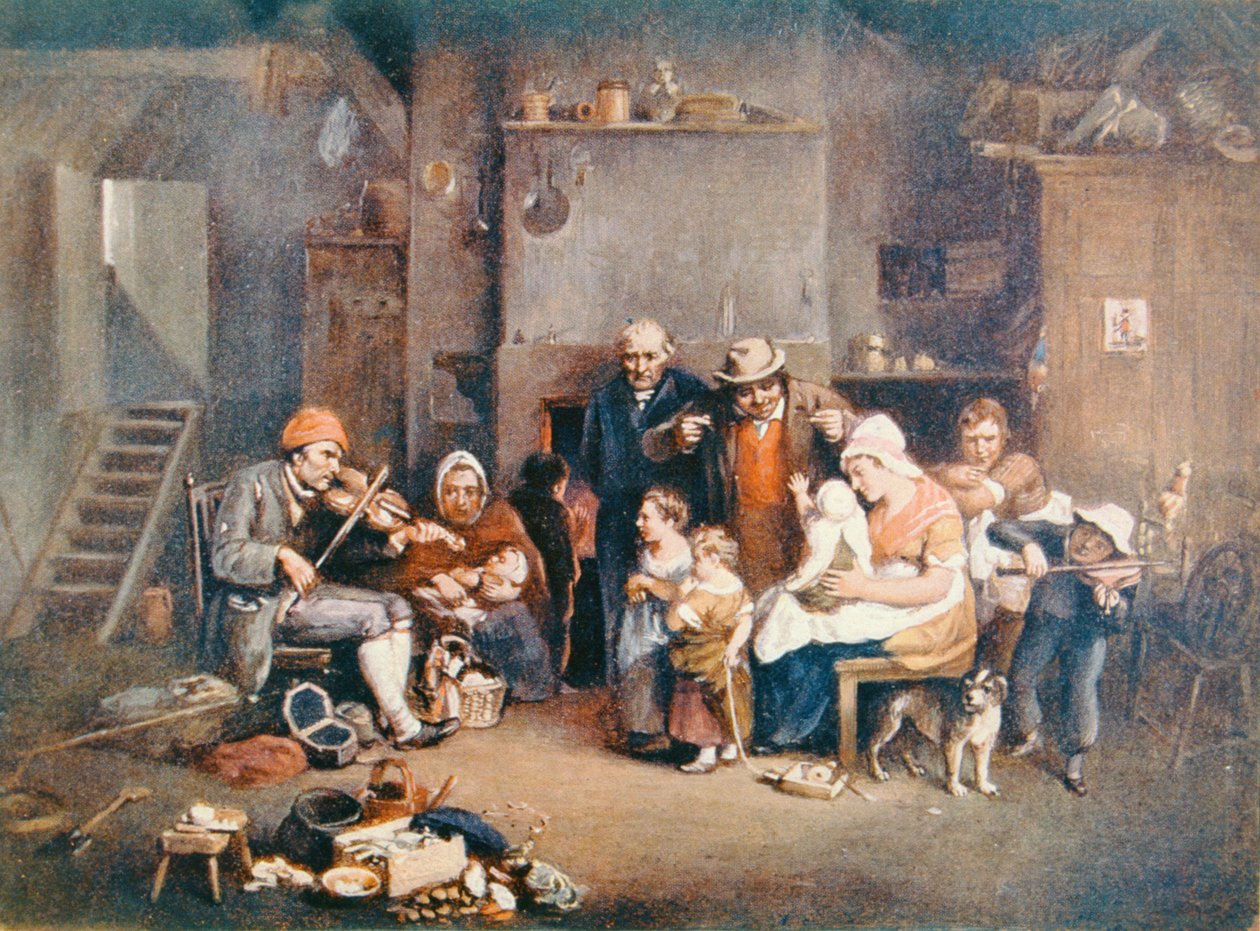 Ślepy skrzypek, ilustracja z „Życie wielkich ludzi opowiedziane przez wielkich ludzi”, pod redakcją Richarda Wilsona, ok. 1920 r. autorstwa David Wilkie