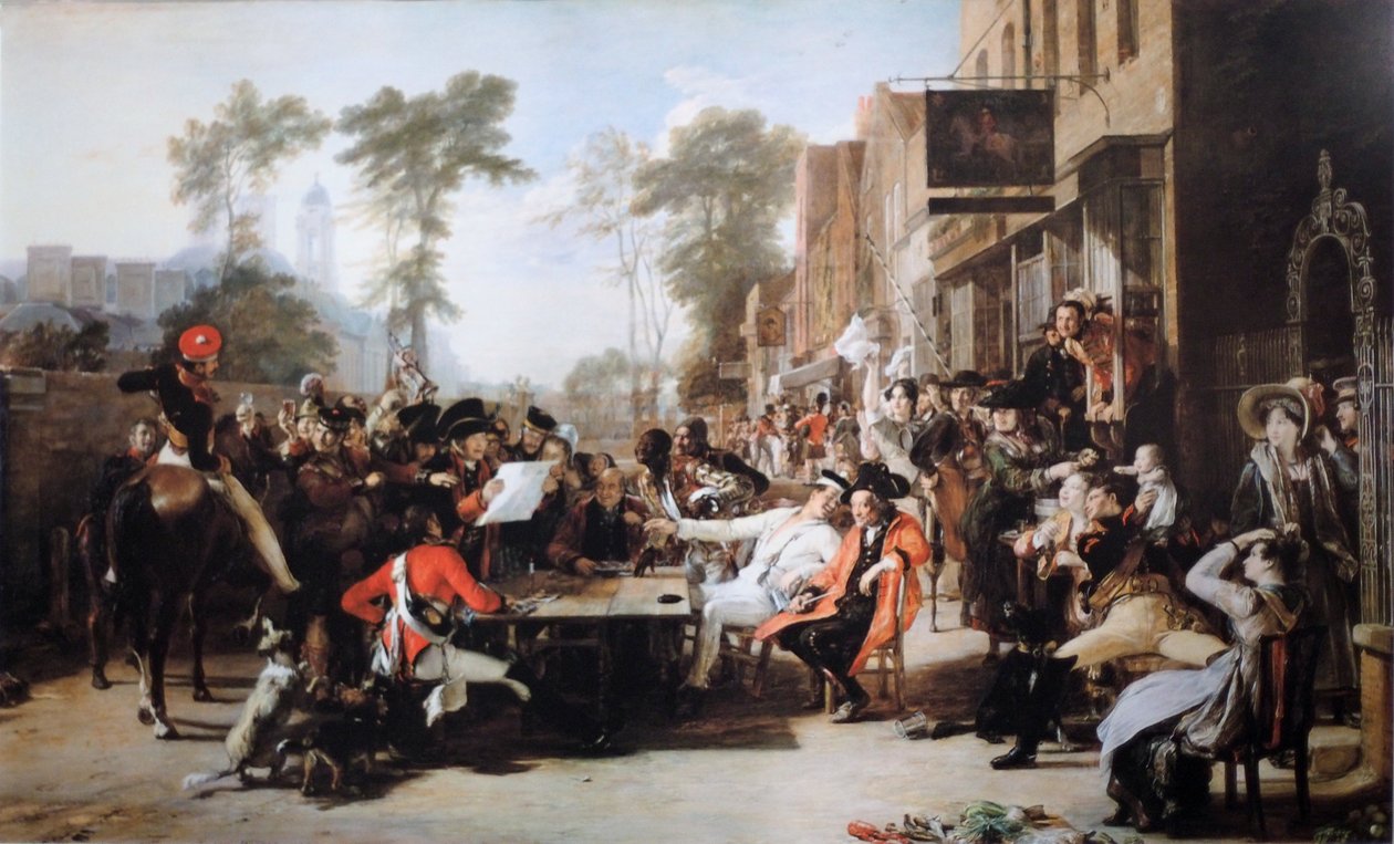 Emeryci z Chelsea czytają depeszę Waterloo autorstwa David Wilkie