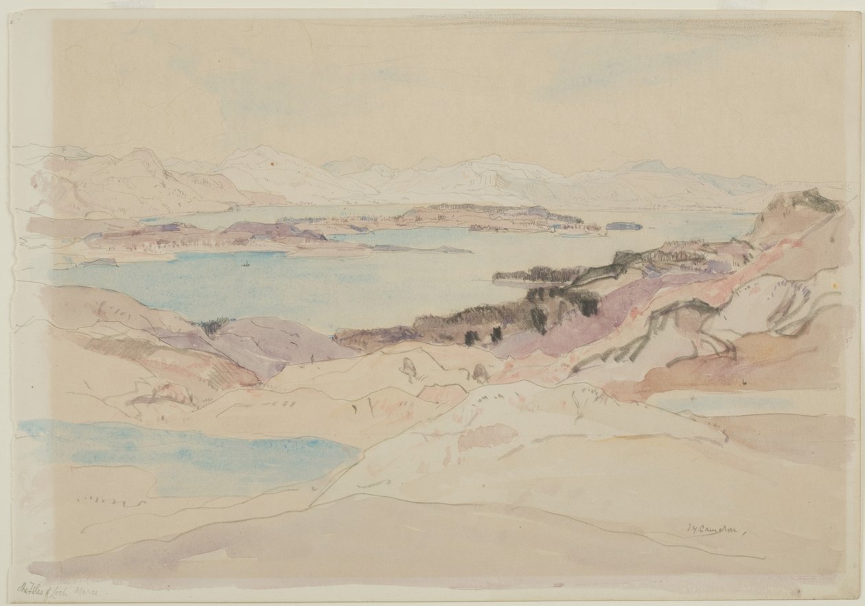 Wyspa Loch Maree (ołówek i wc na papierze) autorstwa David Young Cameron