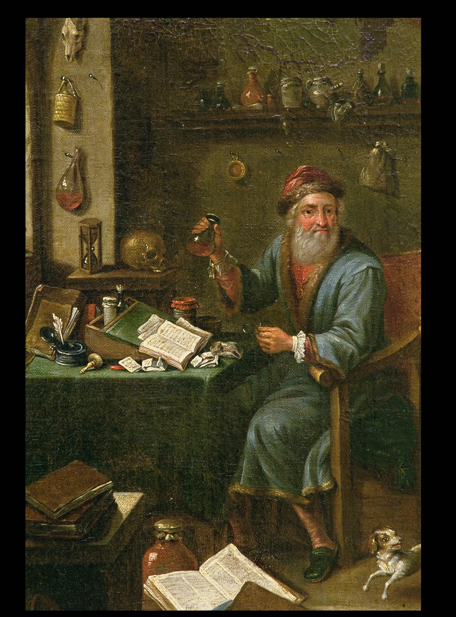 Gabinet Alchemika (szczegół, patrz 164372) autorstwa David Teniers the Elder