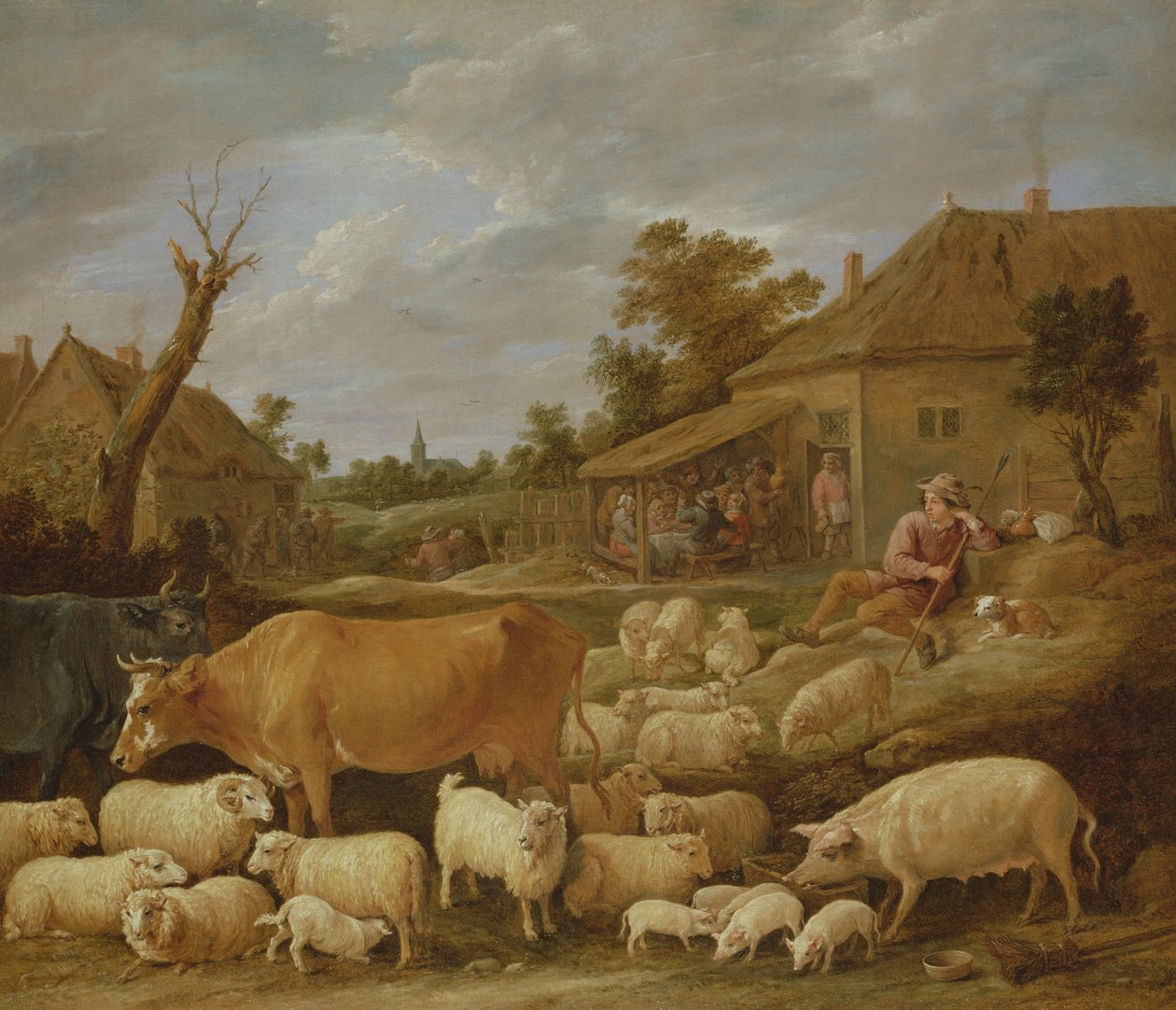 Pasterz i jego trzoda przy tawernie autorstwa David Teniers the Younger