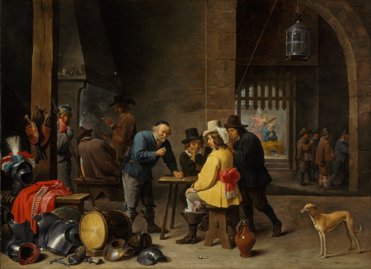 Wartownia z wyzwoleniem św. Piotra, ok. 1645-47 autorstwa David Teniers the Younger