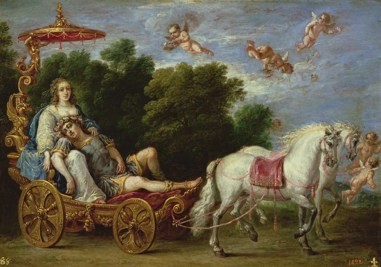 Porwanie śpiącego Rinaldo na Szczęśliwą Wyspę autorstwa David Teniers the Younger