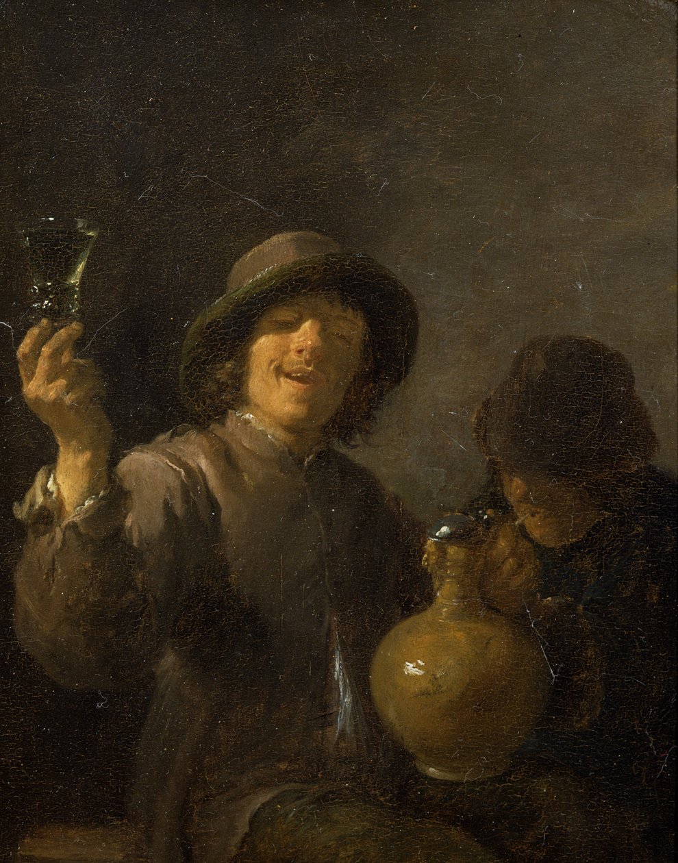 Dwóch Burów pijących (panel) autorstwa David Teniers the Younger