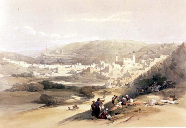 Hebron, 18 marca 1839, tablica 55 z tomu II "Ziemi Świętej", sztychowana przez Louisa Haghe (1806-85) wyd. 1843 (lito) autorstwa David (after) Roberts