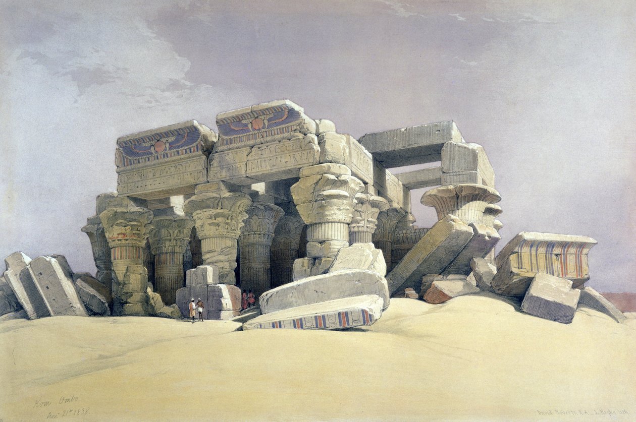 Kom Ombo", listopad 1838 r. (litografia) autorstwa David (after) Roberts