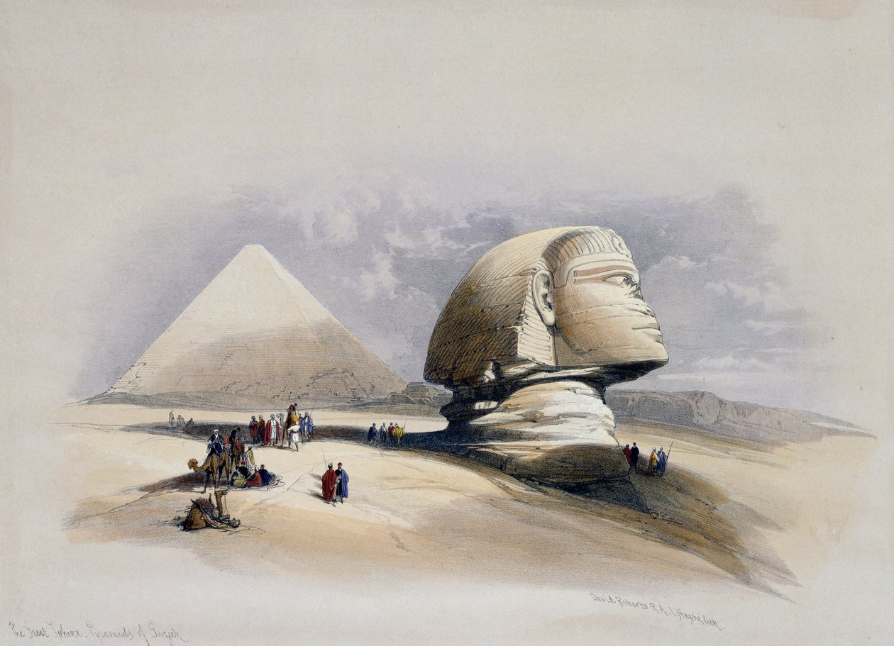 Widok na Nekropolię w Gizie, rycina według projektu Davida Robertsa (1796-1864) autorstwa David (after) Roberts